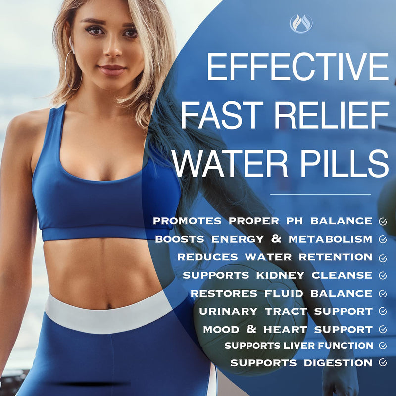 Water Pills Diuretic Water Retention - Liver Detox, Kidney Cleanse, Weight, Swelling Legs & Feet, Edema, Bloating Relief, Fluid Balance - Dandelion Vitamin B6 Green Tea Watershed Max Strength 60ct (1) 1