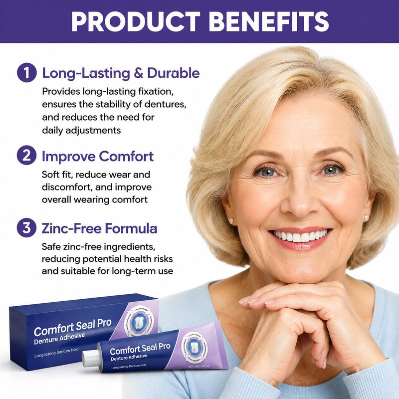 Comfort Seal Pro Denture Adhesive, Thermoplastic Denture Adhesive, Extra Strong and Durable Denture-Adhesive, Long Lasting Effect(2PCS) 2pcs