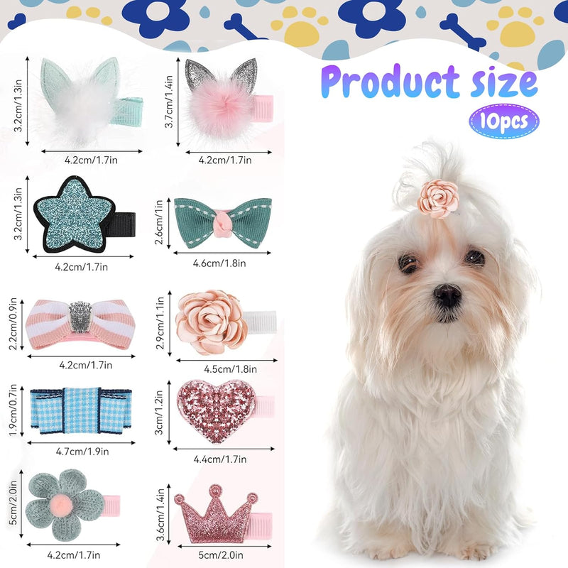 12 Pcs Girl Dog Hair Bows Small Dog Hair Clips Cute Dog Crown Hairpin Pink Hair Barrettes Rhinestones Small Dog Hair Pins for Cat Puppy Kitten Pet Party Birthday Hair Grooming Accessories - BeesActive Australia