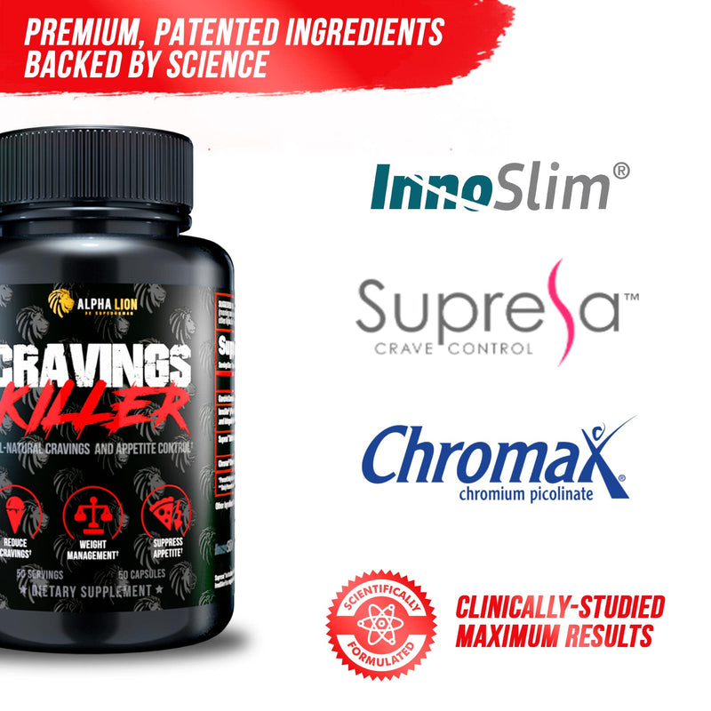 Alpha Lion Cravings Killer Supplement with Saffron Extract & Garcinia Cambogia Extract for Metabolism & Diet Support, Helps Control Hunger & More (50 Capsules)
