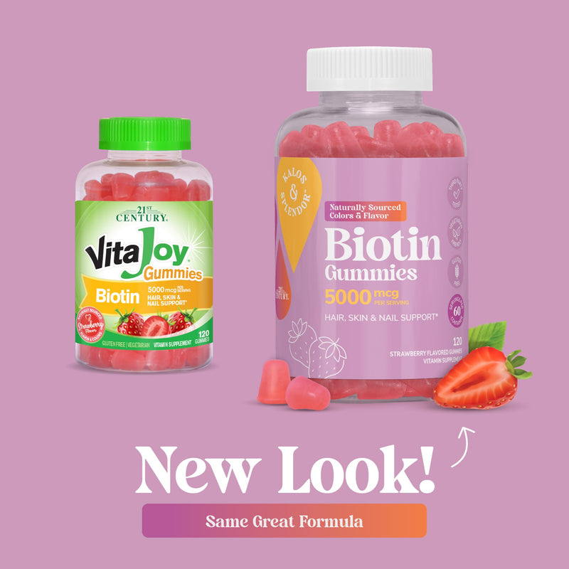 21st Century Biotin 5000mcg Gummies, Strawberry, Hair Skin Nails, 120ct | Biotin 5000 mcg Gummies to Help Support Healthy Hair, Skin & Nails, Delicious Strawberry Flavor, Vegetarian, 120 Count 120 Count (Pack of 1)