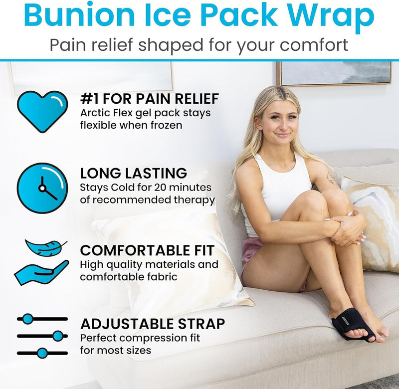 Arctic Flex Foot Ice Pack (Pair) Toe Wrap for Bunion, Plantar Fasciitis, Hallux Valgus, Gout, Swelling & Injuries - Cold & Heat Gel Therapy for Joint Pain Relief & Feet Recovery - Reusable Compression - BeesActive Australia