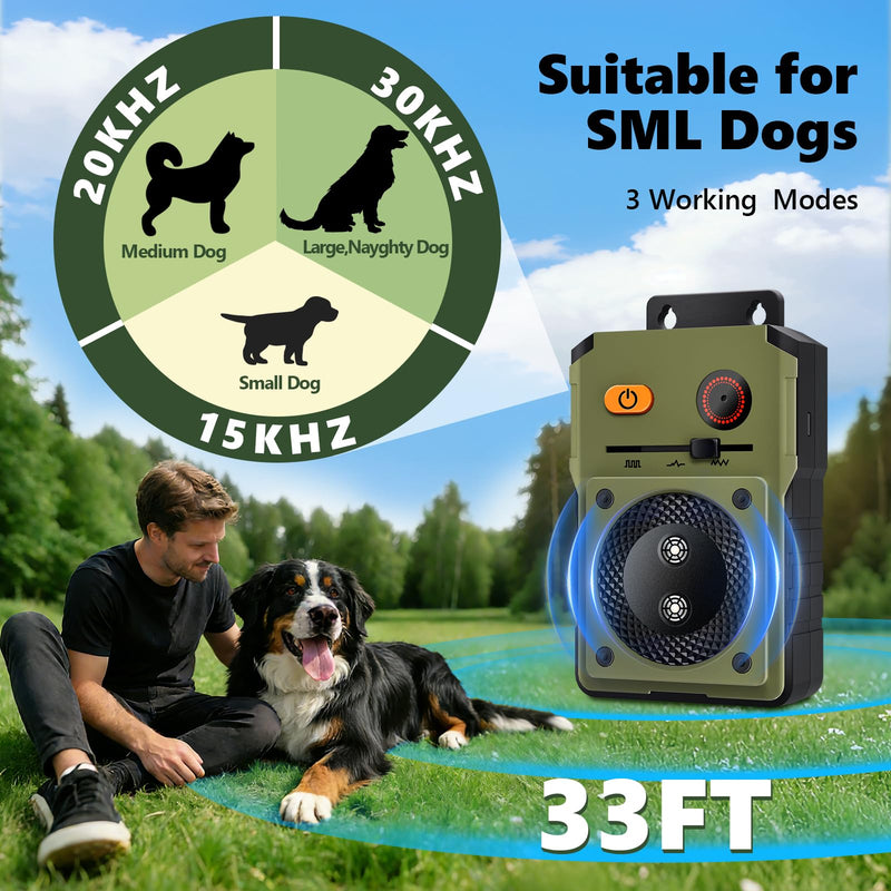 WubbaNub Anti Barking Devices, Auto Barking Control Devices with 3 Modes, Ultrasonic Dog Bark Box Barking Deterrent Devices, 50Ft Effective Rechargeable Ultrasonic Dog Control Devices 1pcs Green