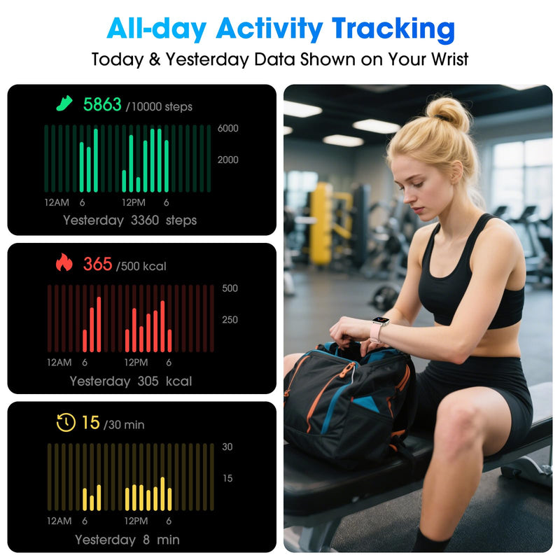 DAVIKO Pedometer Watch Senior Friendly No App/Phone Required, Waterproof Fitness Tracker Watch with Step Counter Calories/Sleep Tracker for Walking Running for Men Women Pink - BeesActive Australia
