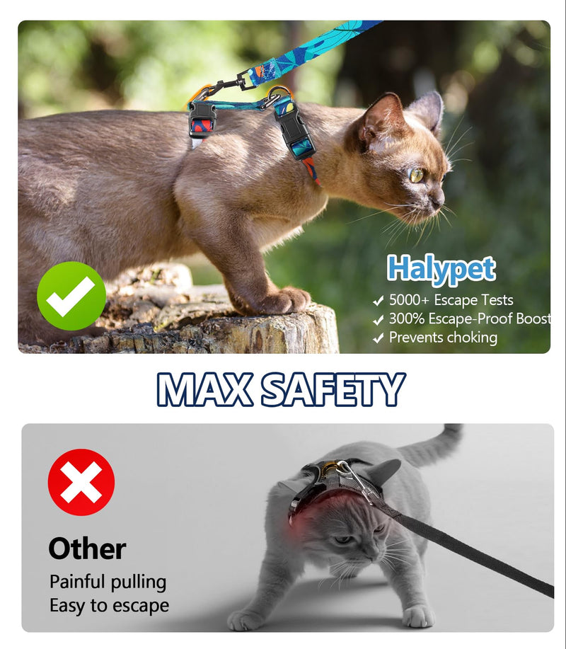 Cat Harness and Leash Set, Collars [3 in 1 Lightweight & Adjustable] Escape Proof Cat Harness, Comfortable Soft Kitten Harness for Large Cats Safe, Easy to Wear, Outdoor Walking Travel Morandi Green Medium - BeesActive Australia