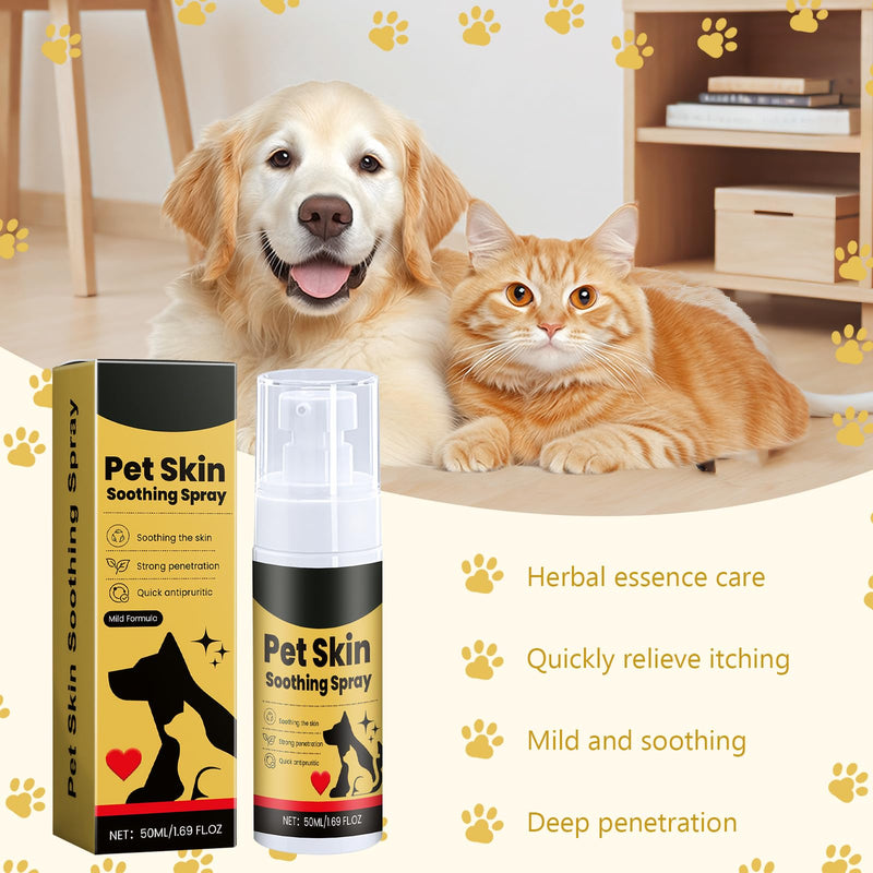 2 PCS Pet Skin Treatment Spray Multifunctional Pet Skin Soothing Spray Natural and Gentl for Dogs and Cats Effectively Soothing Dry (50ml)