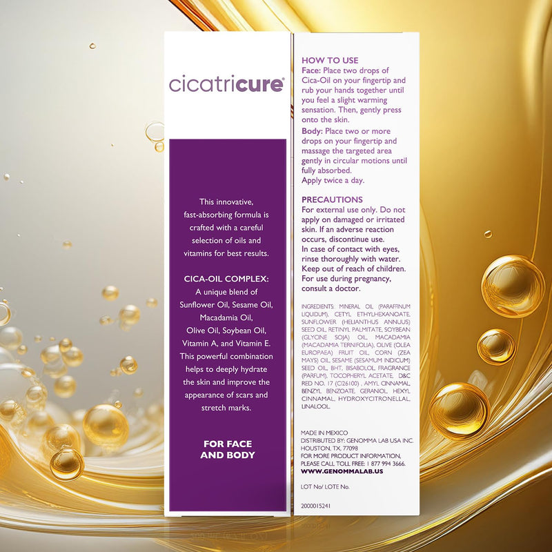 Cicatricure Cica Oil for Stretch Marks & Scars, Visible Results in 4 Weeks, Pregnancy Must-Haves Body Oil with Vitamin E, Stretch Mark Oil, Scar Treatment with Botanical Ingredients, 6.7 fl oz 6.7 Fl Oz (PACK OF 1) - BeesActive Australia