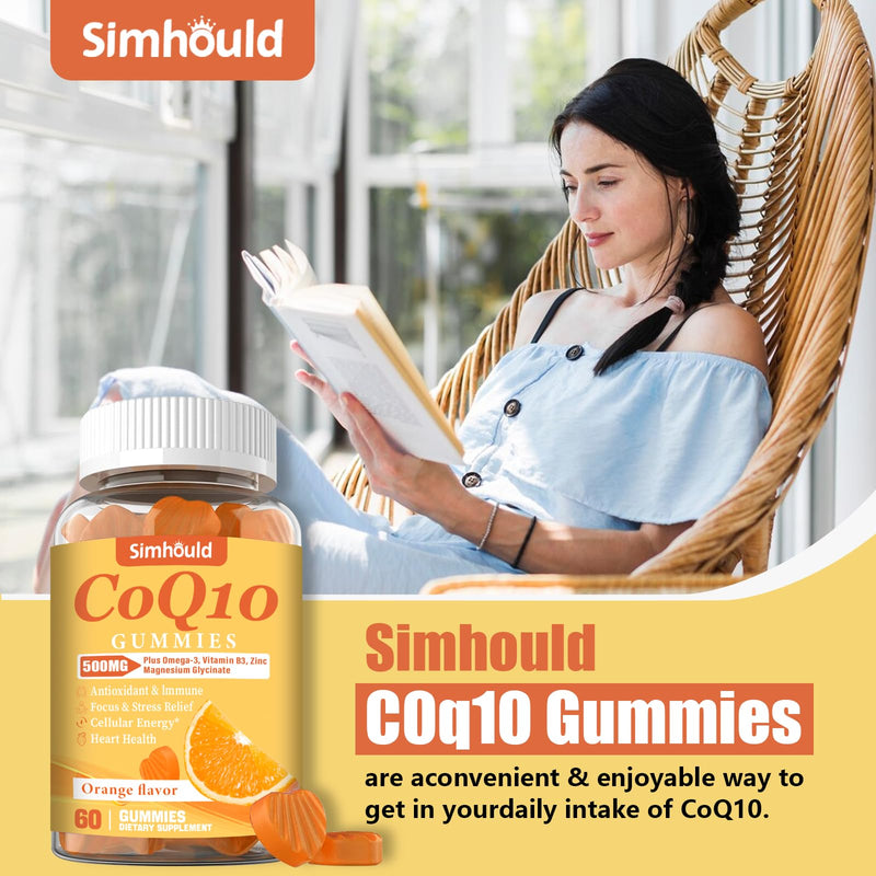 3 Packs CoQ10 500MG Gummies - Plus Omega-3, Magnesium, Vitamin B3 & Zinc - 3X Better Absorption Coenzyme Q10 Supplements for Heart Health, Cellular Energy & Antioxidant, Non-GMO 180 Counts 60 Count (Pack of 3)