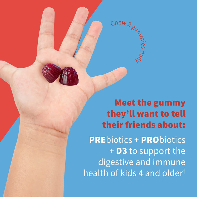 Garden of Life Dr Formulated 5 Billion CFU Prebiotic Fiber, Probiotic and Vitamin D3 Gummies for Kids Digestive & Immune Health – Gluten Free, Non GMO, No Added Sugars, Strawberry Flavor, 60 Gummies 60 Count (Pack of 1)