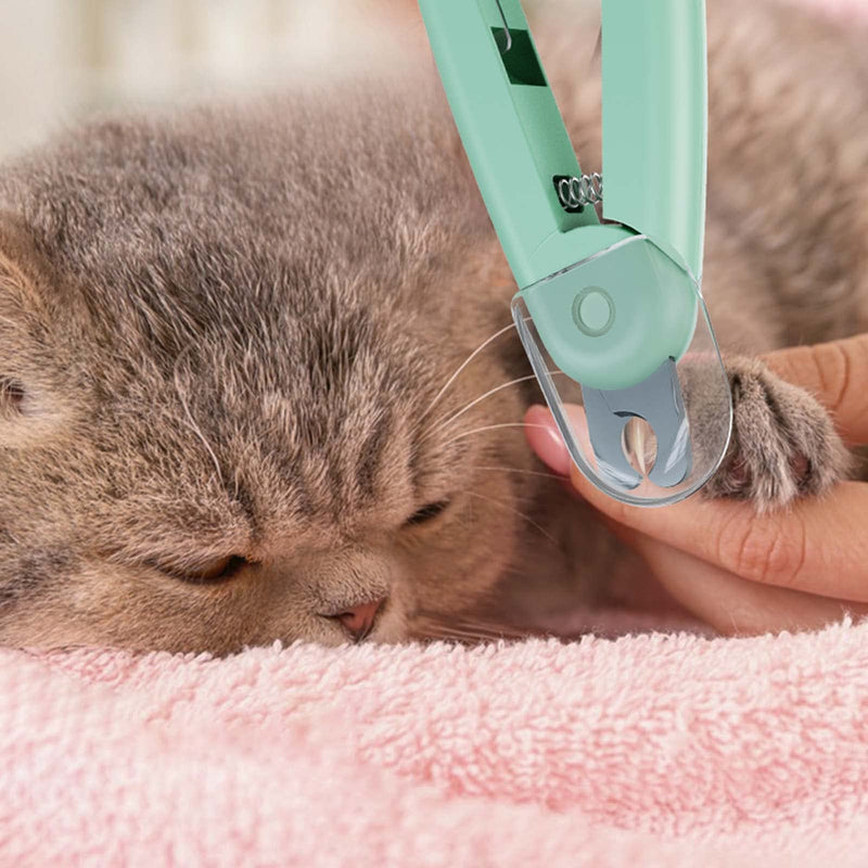Sosayet Claw Grinder for Dogs Cats LED Light for Claw Scissors for Cats Dogs with Nail File and Splash-Proof Protective Device for Medium and Small Pets Claw Care (Green) - BeesActive Australia