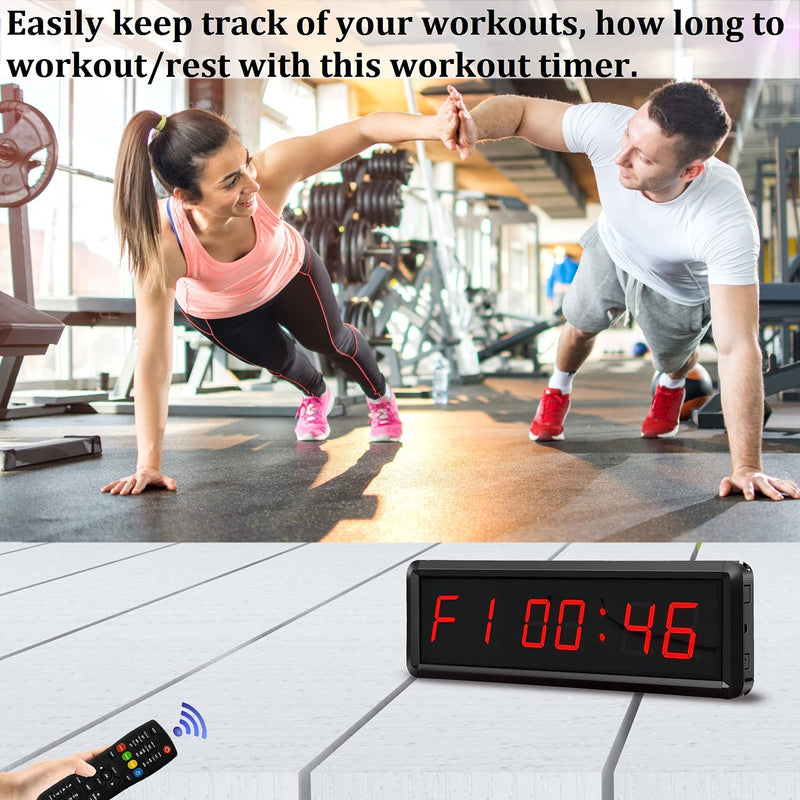LED Digital Countdown Wall Clock Fitness Timer Stopwatch for Gym (1.5inch Digital High) 1.5inch Digital High - BeesActive Australia