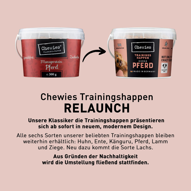 Chewies Training Bites Horse - Monoprotein Snack for Dogs - 300 g - Grain-Free & Sugar-Free - Soft Treats for Dog Training - Hypoallergenic 300 g (Pack of 1)