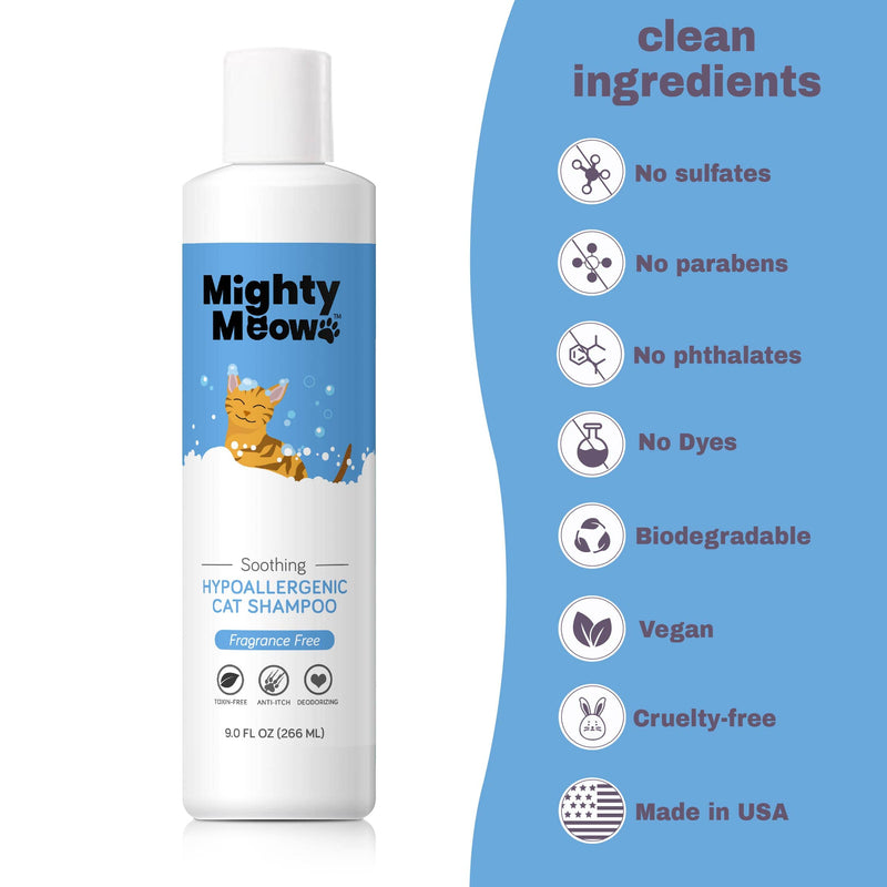 Soothing Hypoallergenic Cat Shampoo – Easy at-home Cat Grooming | Deodorizes | Gentle & Anti-itch | Natural & Allergy-safe Cat Shampoo Sensitive Skin – Fragrance Free | 9 fl oz - BeesActive Australia