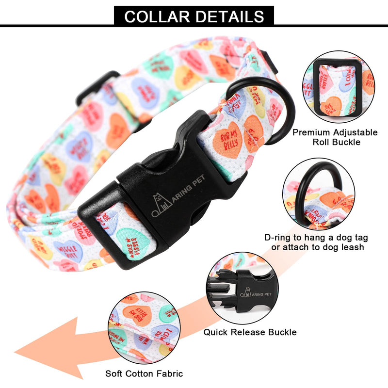 ARING PET Valentine's Day Dog Collar-Cute Cotton Heart Dog Collars, Adjustable Valentine Candy Heart Pet Collars Girl Puppy Collar with Quick Release Buckle Large Z:Candy heart - BeesActive Australia