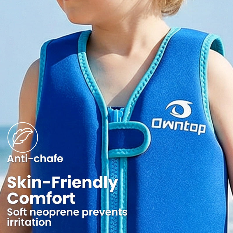 Owntop Kids Swim Vest Toddler Swim Vest with Adjustable Crotch Strap Toddler Floaties Boys Girls Buoyancy Aid for 30-40-50-60-70 Lbs Kids Royal Blue Large