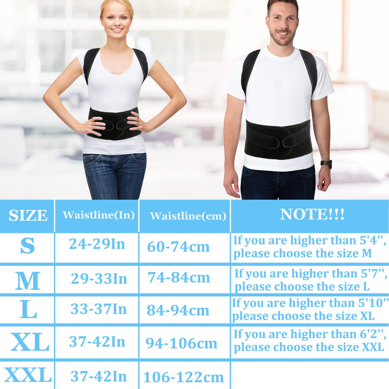 PAZAPO Posture Corrector for Men and Women - Back Brace Full Back Support Straightener for Hunchback - Upper and Lower Lumbar to Relieve,XX-Large(42-48 Inches) XX-Large(42-48 Inches)