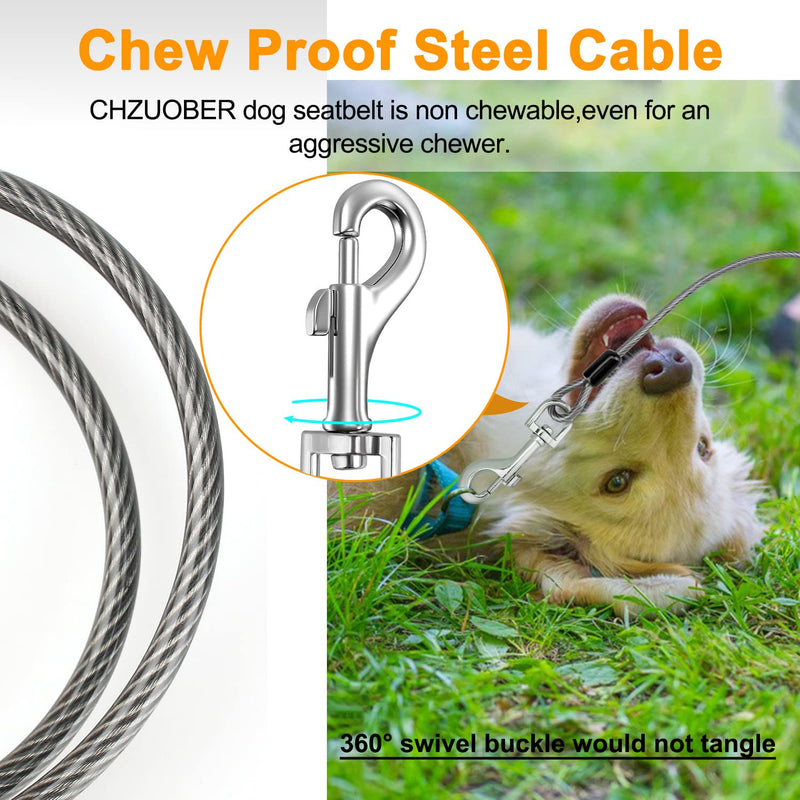 Chew Proof Dog Car Seat Belt, 2 in 1 Steel Cable Dog Car Accessories Headrest Restraint Dog Car Seatbelt for Medium Large Dogs Chewer Heavy Duty Dog Seatbelts for Cars Swivel Attach Black 2 Pack - BeesActive Australia