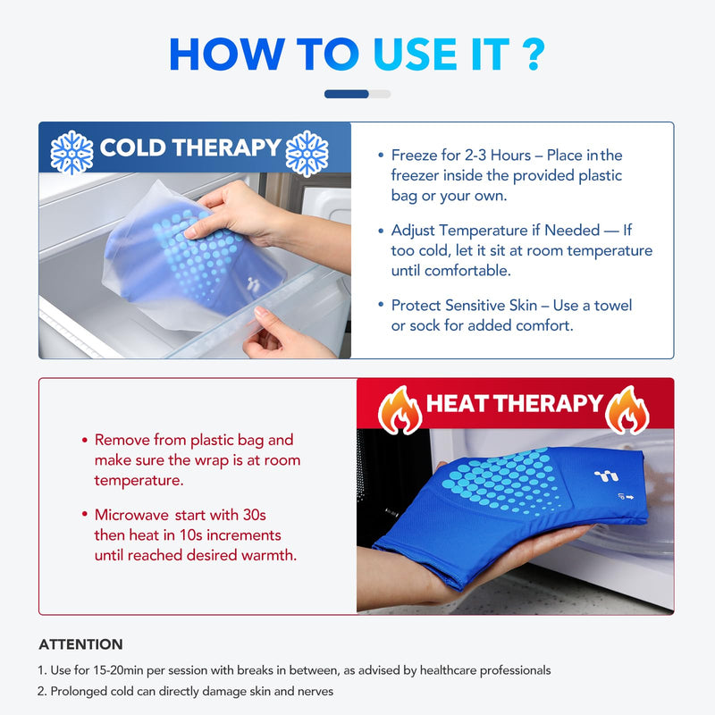 Ankle Ice Pack Wrap for Swelling with Thickened Cold Compression and Cooling Fabric, Ice Packs for Injuries Reusable for Swollen Feet, Achilles Tendonitis Relief, Plantar Fasciitis Relief L