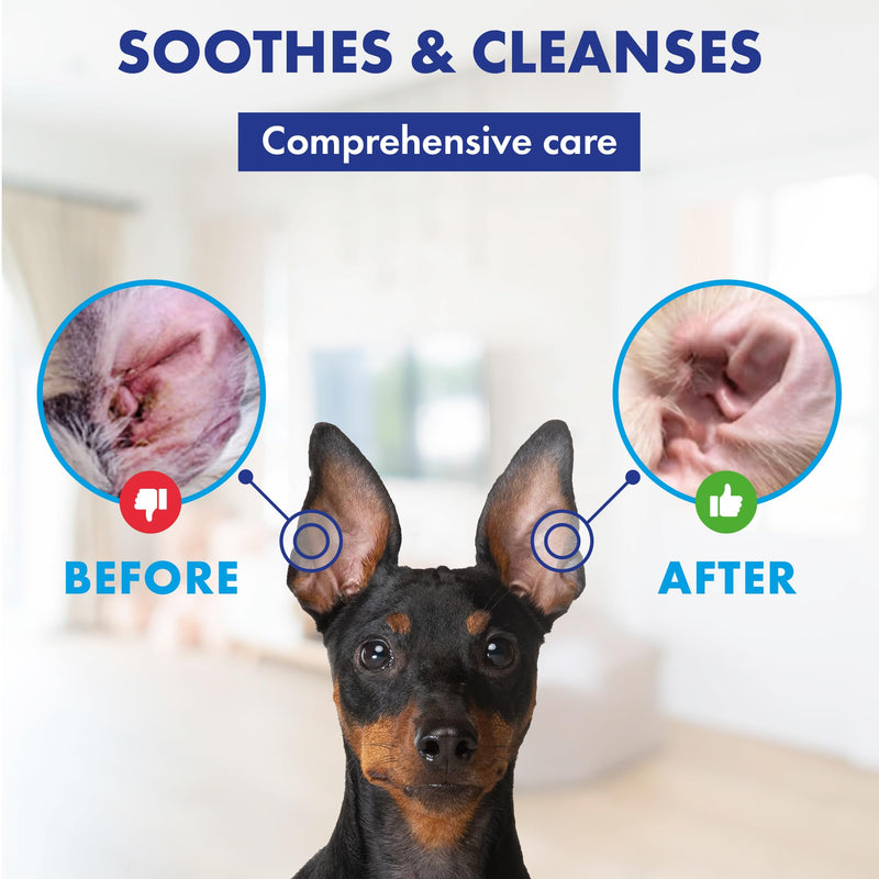 Cliny Ear Cleaner for Dogs and Cats - New Formula Ear Solution Drops - Otic Infection Treatment for Pets - Wax Remover & Odor Control for Pets 1 pack