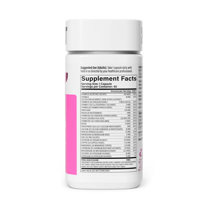 Habit Womens Multi Supplement (60 Capsules) - New Look, Supports General Health & Wellness, 23 Essential Vitamins and Minerals, Fruit extracts, Folate, Iron, B12, Biotin, Non-GMO (1 Pack) 1 Pack