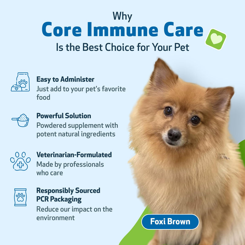 Pet Wellbeing Core Immune Care for Dogs & Cats - Daily Antioxidant Support for Pets of All Ages - Vet-Formulated - 3.7 oz (105 g) Powder - BeesActive Australia