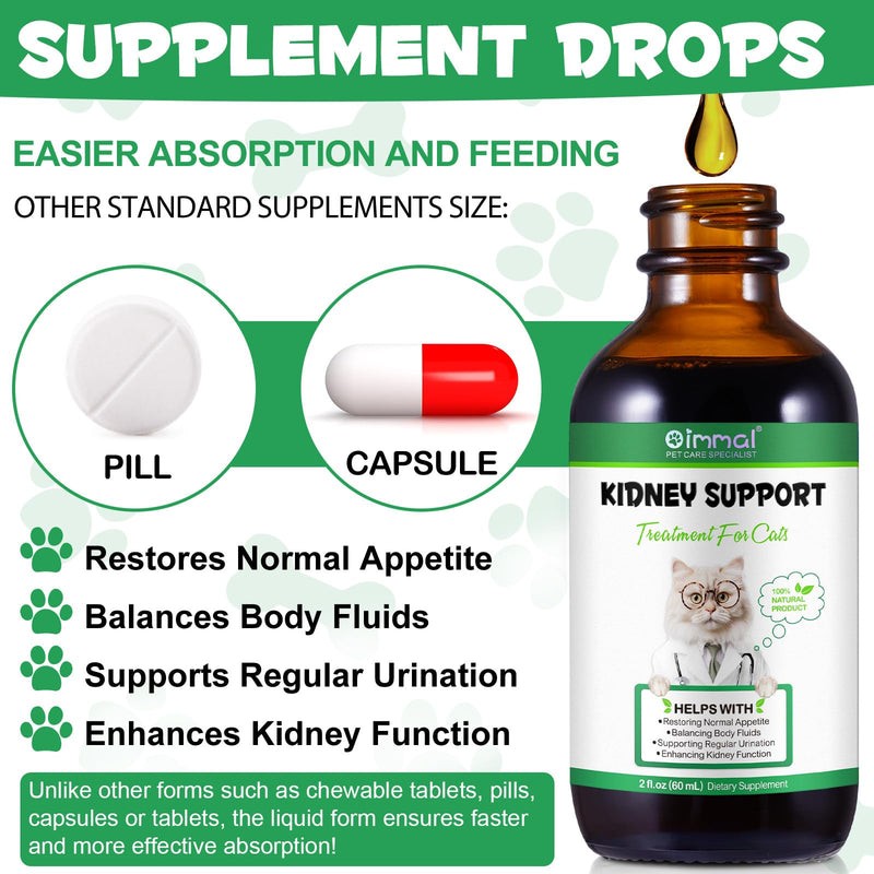 Kidney Support for Cats, Cat Kidney Treatment Support Normal Kidney Function, Increase Immunity, Herbal Supplement Supports Healthy Kidney Function, 60ml