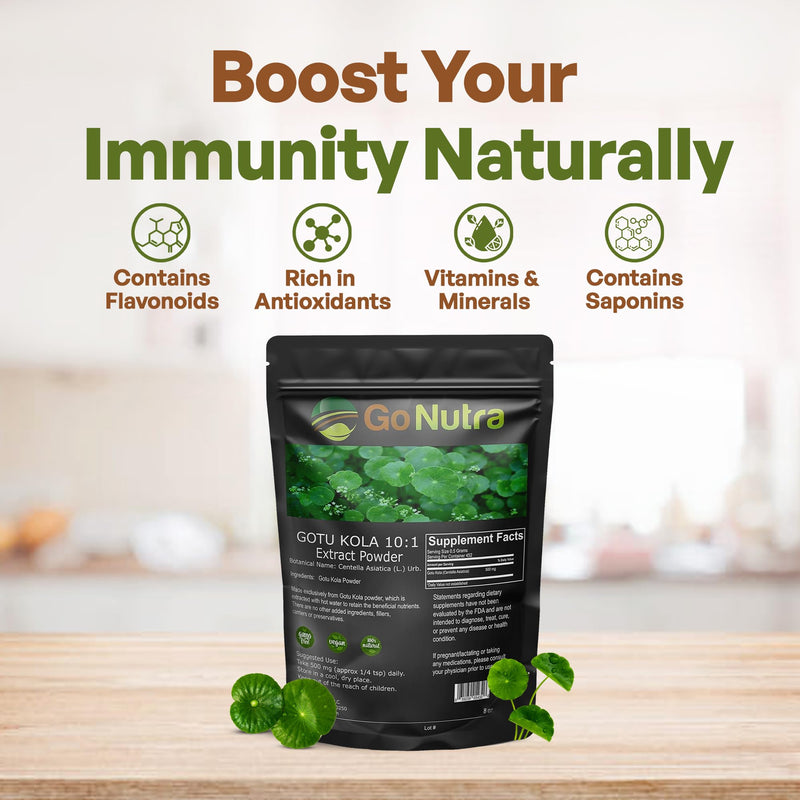 Gotu Kola 10:1 Extract Powder (8 oz), Centella Asiatica | Gluten Free and Non-GMO | Ayurvedic Herbal Supplement