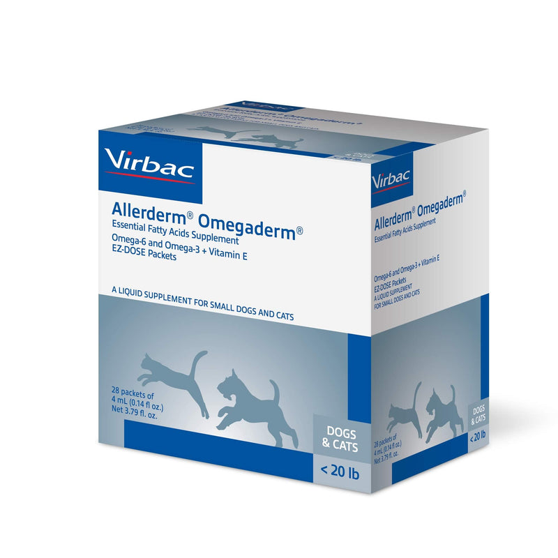 Virbac ALLERDERM OMEGADERM® Essential Fatty Acids Supplement - Omega 3, Omega 6, Vitamin E supplement | Allergy Support for Cats/Small Dogs – 28 daily doses Small Dog/Cat 4ml