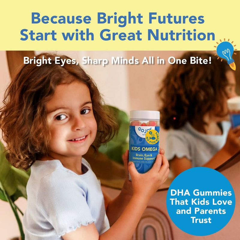 GOJOY Kids Omega 3 DHA Gummies – No Fish Burps, No Sugar – Brain, Eye & Immune Support – Plant-Based Omega-3 from Algae – Vegan, Clean DHA for Toddlers, Children & Kids Ages 3+ 1
