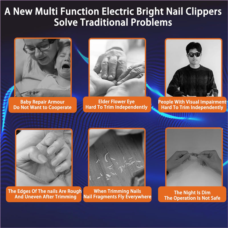 No Pain|Safe on Skin Automatic Nail Clipper & Polisher with Storage|LED Light|UV Lamp|2 Speeds Fingernail & Toenail Polishing Tool/Gift for Seniors with Limited Mobility & New Parents Trim Baby Nails Grey