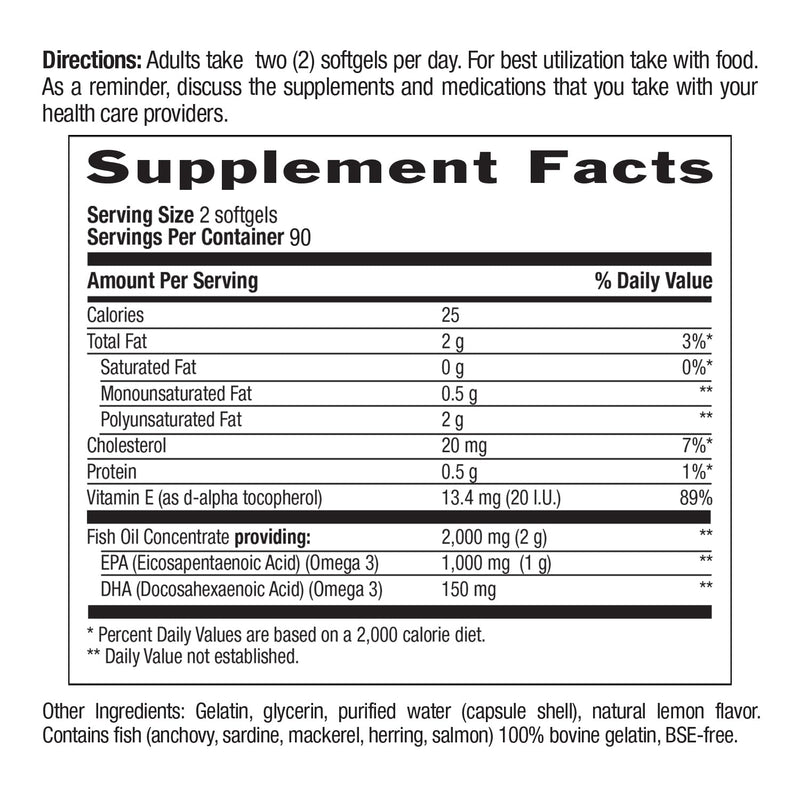 Country Life Omega 3 Mood Fish Oil, 1000 mg EPA per Serving, 180 Softgels | Supports emotional well-being and brain health with a pleasant natural lemon flavor 180 Count (Pack of 1)