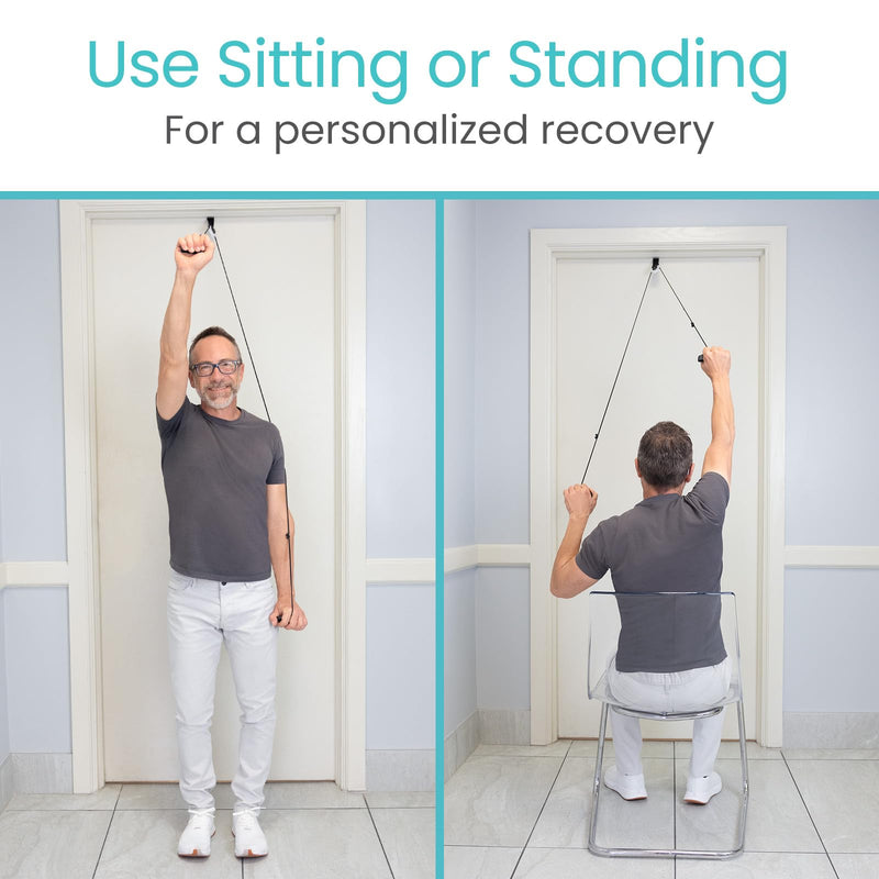Vive Shoulder Pulley for Physical Therapy - Over the Door Pulley for Frozen Shoulder Rehab - Exercise & Workout Equipment, Overhead Doorway System - Rotator Cuff & Arm Injuries - Impingement Treatment Fabric Door Anchor - BeesActive Australia