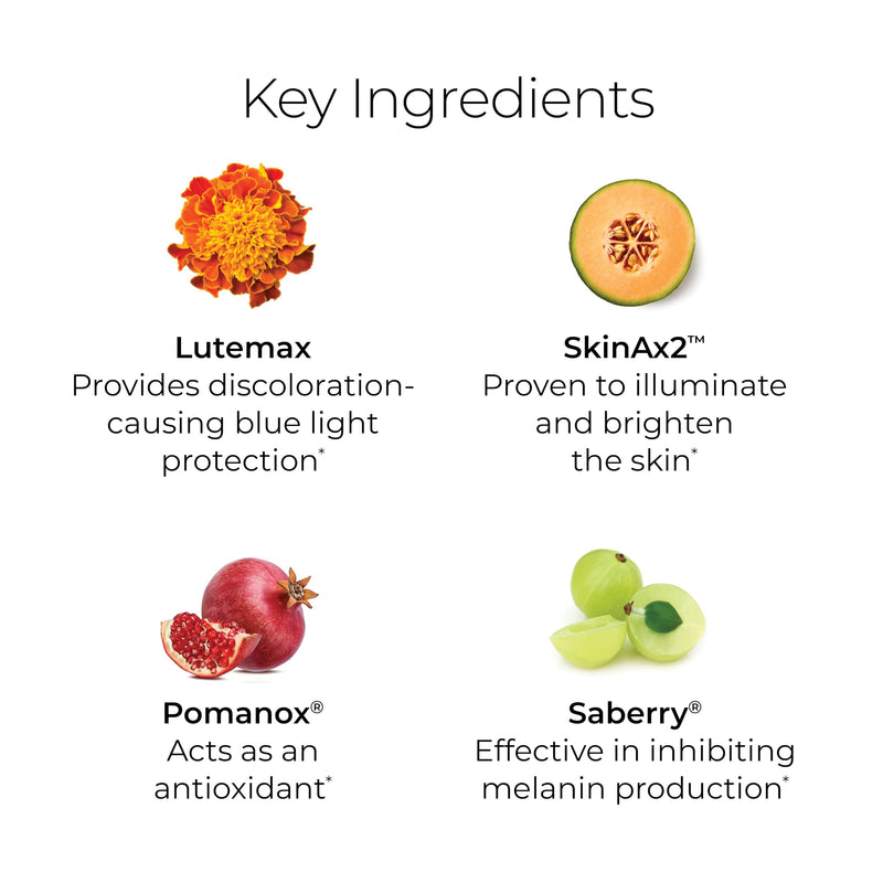Hush & Hush SkinCapsule Brighten+ Skin Brightening Supplement | Vitamin C with Saberry & Lutemax for dark spots and dull, uneven tone; supports radiant-looking skin; vegan, non-GMO