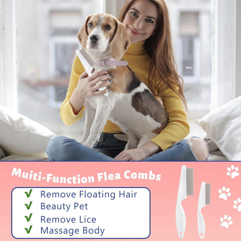 BLMHTWO Pack of 2 flea combs for cats, flea comb for dogs, white, professional tick comb for dogs, fine-toothed pet care comb for removing fleas, hair, tear marks, stains, white - BeesActive Australia