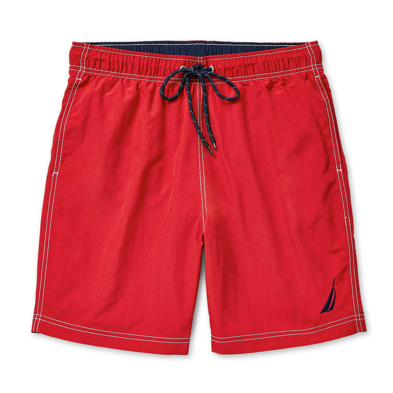 Nautica Men's Solid Quick Dry Classic Logo Swim-Trunk Standard X-Large Nautica Red - BeesActive Australia