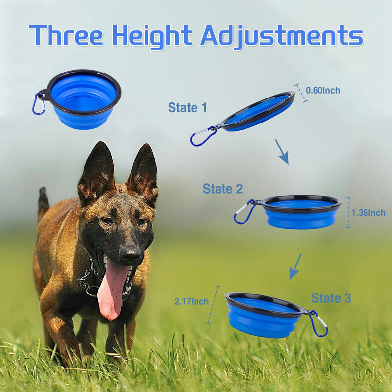 Portable Pet Travel Dog Bowls, 2 Pack Convenient Collapsible Dog Bowls, Small Pet Slow Feeder Design for Dogs Cats Feeding Watering with 2 carabiners - BeesActive Australia