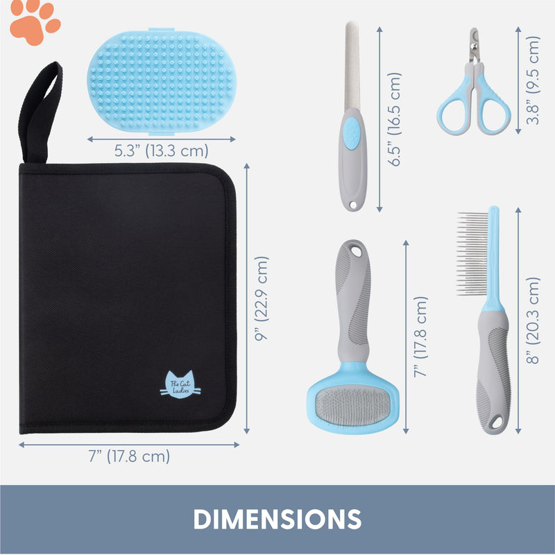 The Cat Ladies Cat Grooming Kit - 5 Piece Brushes Kit - With Comb and Matted Fur Undercoat Deshedding Cat Hair Brush for Long Haired Cats or Short Haired Kittens or Bunny Rabbits - BeesActive Australia