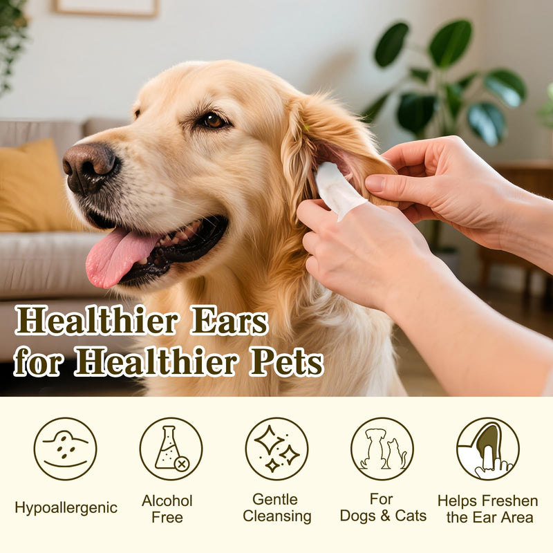 Texsens Pet Ear Cleaner Finger Wipes for Dogs & Cats