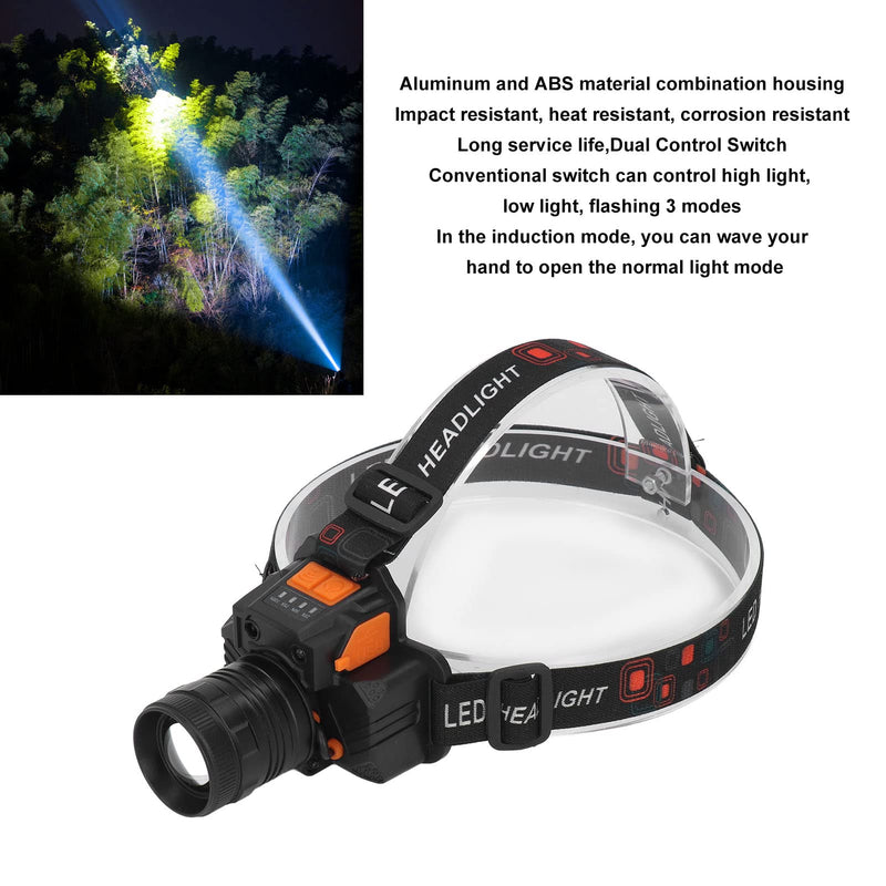 1500LM LED Light USB Rechargeable Headlamp with Dual Switch for Outdoor Camping Fishing and Emergency