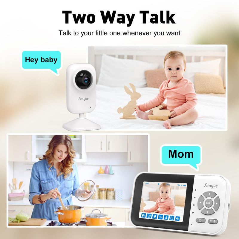 Upgrade Video Baby Monitor,WiFi Baby Camera,2.8" Display and App Control,1200ft Long Range,2 Way Talk,Auto Night Vision,Sound Alert,VOX,Temperature Sensor 5 Lullabies Feeding Remind,Home Use BME28-1
