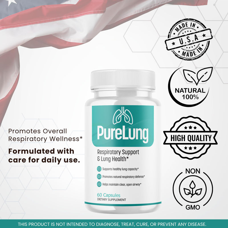 (2 Pack) PureLung Capsules - Official Pure Lung Supplement, Premium Formula, Natural Vitamins for Health & Wellness - 120 Capsules for 2 Months