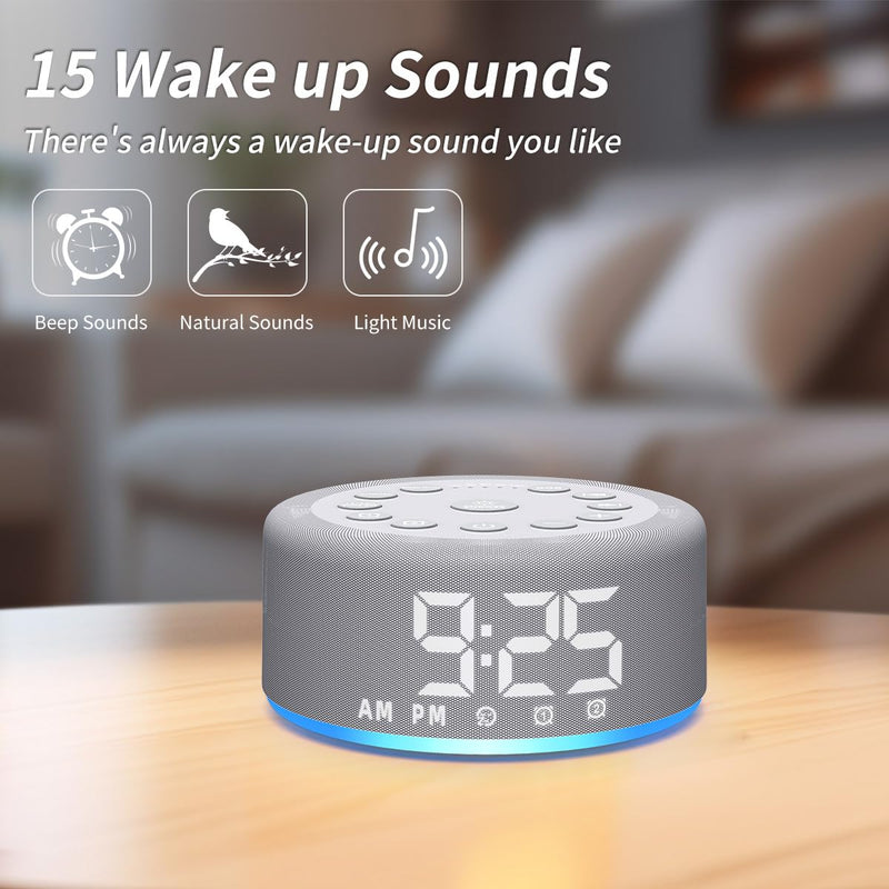 Sound Machine Night Light White Noise Brown Noise Machine Alarm Clock with Dual Alarms Backup Battery 30 Sleeping Sounds for Baby Kids Adults 32 Level Volume 5 Timers 15 Wake Up Sounds Memory Function Grey F4 - BeesActive Australia