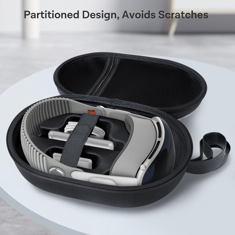 CoBak Hard Carrying Case for Vision Pro - Compact design, Multiple Compartments for Apple VR Headset and Accessories, Travel with Protection, Black - BeesActive Australia