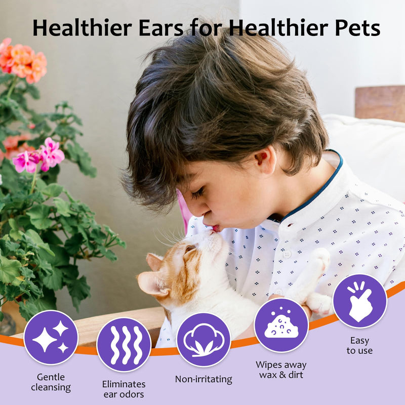 100Pcs Dog Ear Wipes, Pet Ear Cleaning Finger Wipes for Dogs & Cats, Soft Otic Cleaning Pads, Remove Wax, Dirt & Stop Smelly, Itchy, Non-Irritating Sooths & Deodorizes, Extra Wide Ear Wipes For Dog - BeesActive Australia