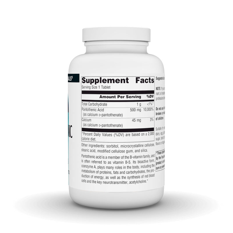 Source Naturals Pantothenic Acid, Vitamin B-5, 500 mg - 200 Tablets | Vegetarian Dietary Supplement | Energy Support*