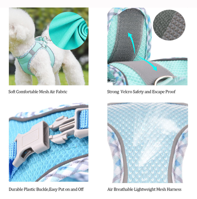 Step in Mesh Dog Harness and Leash Set Breathable Air Mesh Reflective Escape Proof Dog Harness Vest No Choke Lightweight Mesh Dog Harness XS(neck:9.5"-10.5",chest:11.5"-13.5") Purple - BeesActive Australia