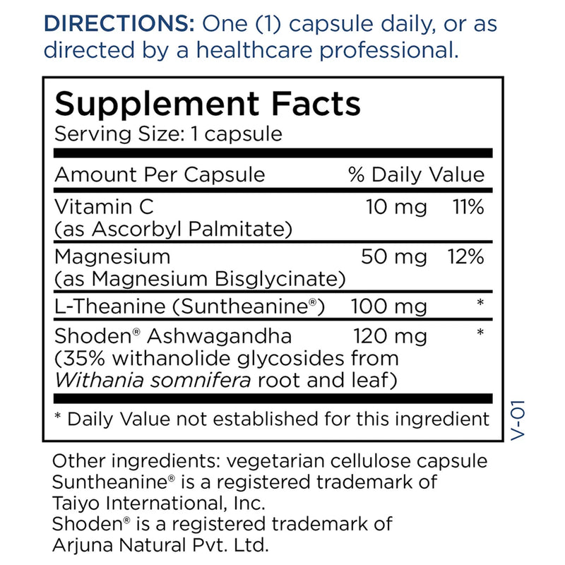 Metabolic Maintenance Ashwagandha Plus, Stress Support, 60 Count | Shoden Ashwagandha, L-Theanine and Magnesium in Hypoallergenic Vegetarian Capsules for Stress Support, 60 Servings