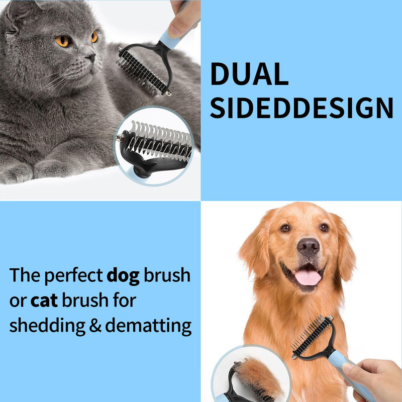 Pet Grooming Brush, Double Sided Deshedding for Dogs & Cats, Skin Friendly Grooming Dog Brush, Pet Shedding Brush,Undercoat Rake for dogs Grooming Supplies, Reduce Shedding by 98%,Blue,Extra Wide Blue Large - BeesActive Australia