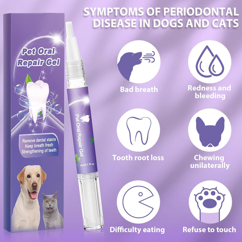 Pet Oral Repair Gel,Pet Oral Restoration White Gel,Pet Breath Freshener Gel No Brushing Oral Care Cleaner，Easy Teeth Cleaning Gel for Dogs & Cats,3ML (3box,6pcs) 6 - BeesActive Australia