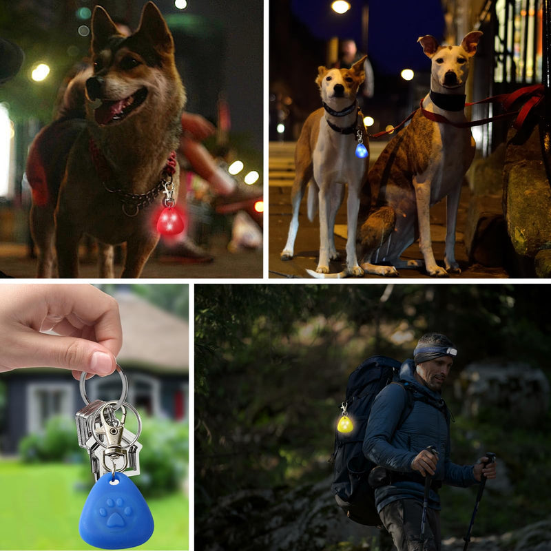 HIULLEN Pack of 6 silicone dog light pendants, flashing light school bag, pet light collar, dog key ring with 3 flashing modes, waterproof safety LED flashing light for dogs, cats, running - BeesActive Australia